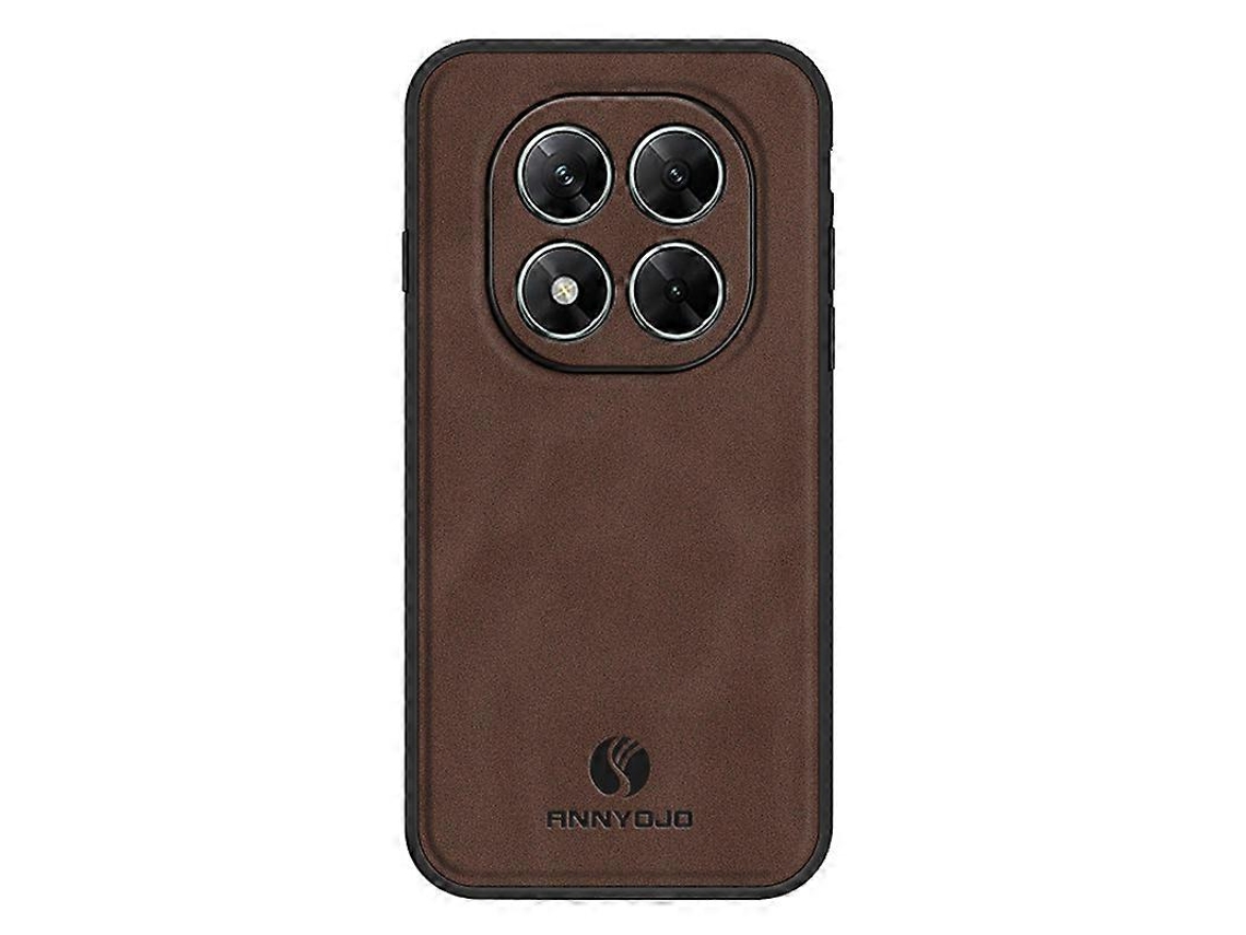 Capa Traseira Antiqueda De Couro Sintético Annyojo Para Xiaomi Poco X7 5g, Cor Café