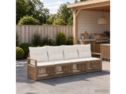 Vidaxl Conjunto De Sofá De Jardim 4 Unid. Bege Vime Pe