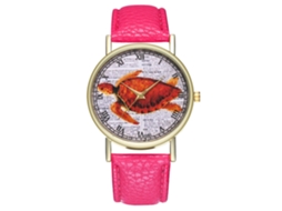Reloj De Pulsera Estudiantil De Cuarzo Con Correa Pu Y Numerales Romanos (rojo Rosa)