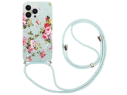 Correia Casa Padrão Flores Imd Para Iphone 13 Pro Pele Sintética Multicor