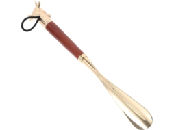 Calçadeira Longa Em Liga Metálica E Madeira Com Decoração De Vaca, 32 Cm De Comprimento, Acessório Prático Para Calçados.