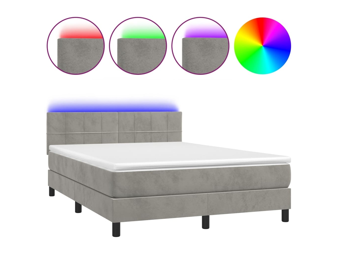 Box Spring Bed, Box Spring Beds Vidaxl Cinzeto Veludo (140 X 190 Cm)