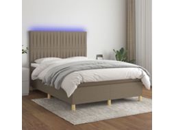 Vidaxl Cama Box Spring Colchão/led 140x190cm Tecido Cinza acastanhado