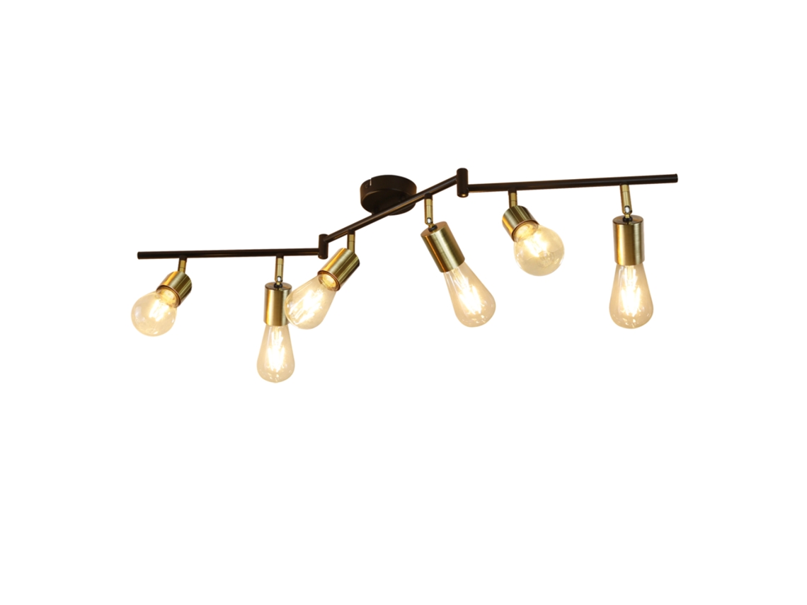 Nettlife 6 Focos De Teto Luz De Teto E27 Retro Vintage Gold Swivel Metal Para Quarto Máx. 25 W (lâmpadas Não Incluídas)