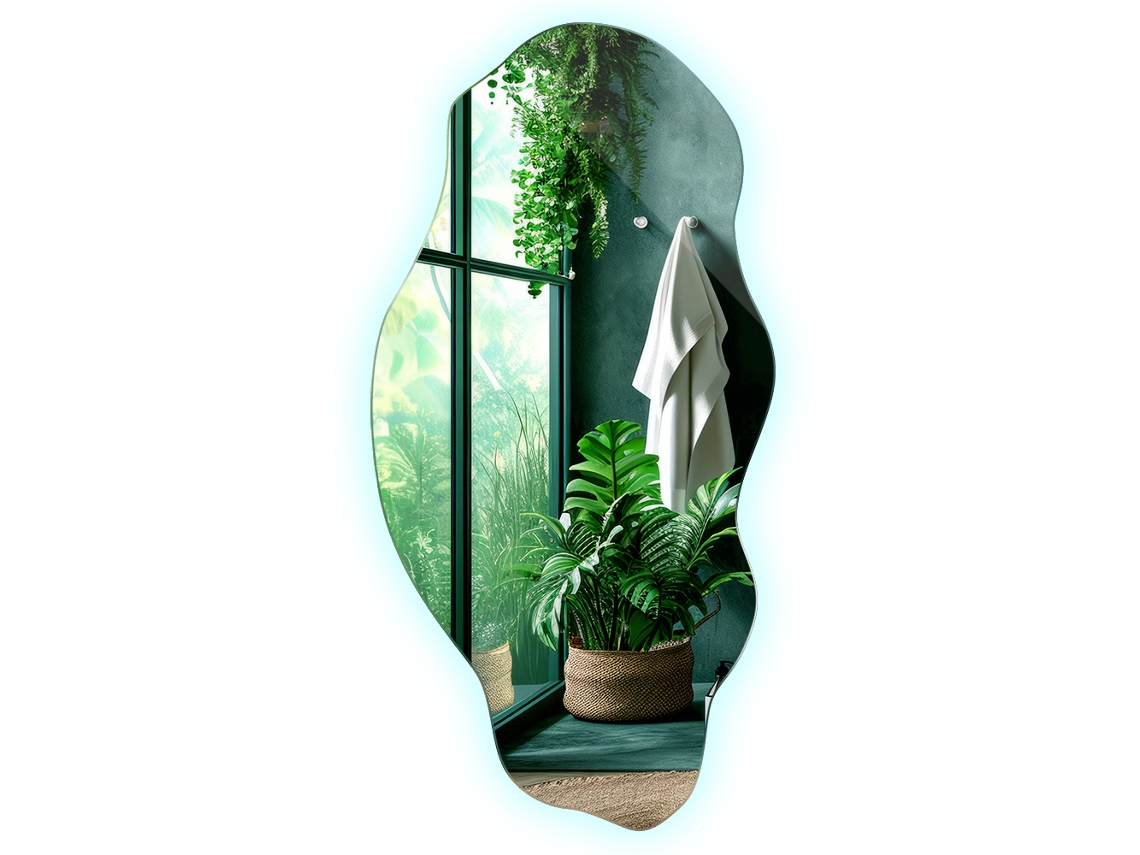 Espelho irregular com LED sem moldura de parede Espelharte (40x80 cm - Luz fria 6500K)