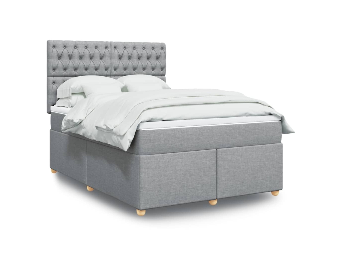 Vidaxl Cama Com Molas/colchão 160x200 Cm Tecido Cinzento-claro