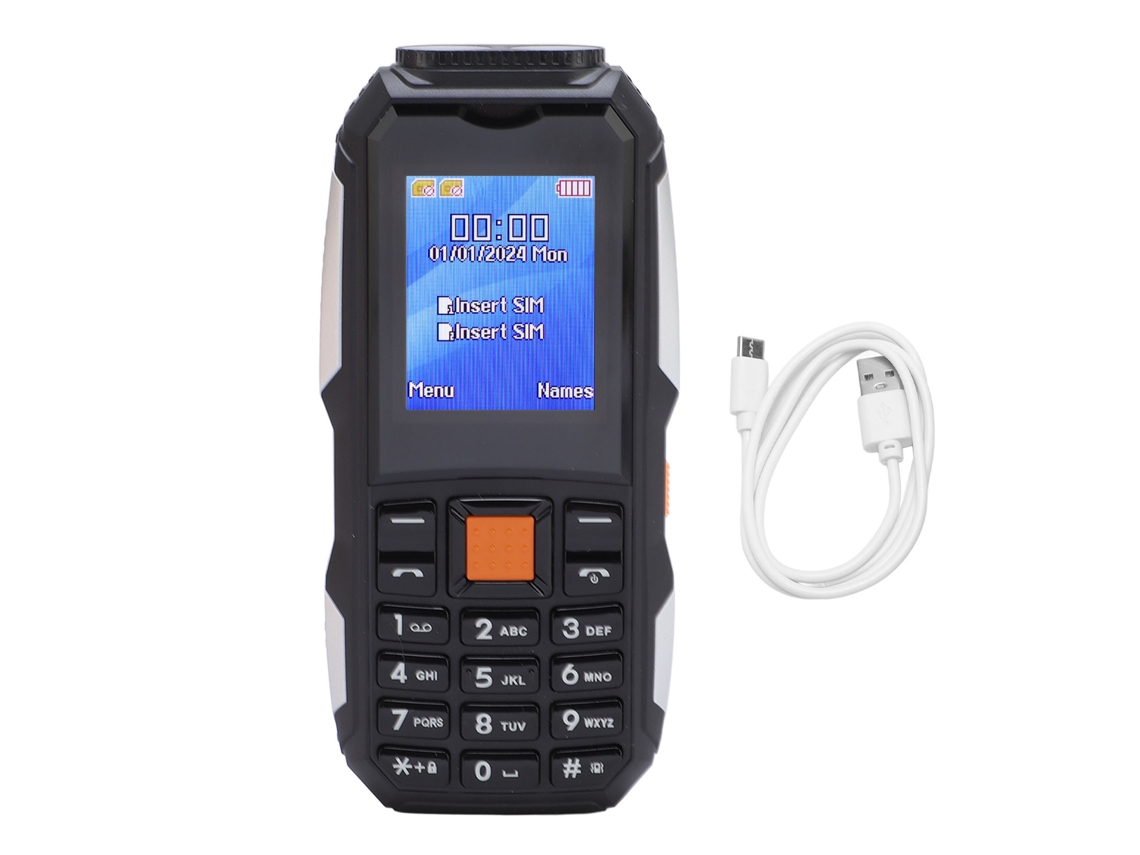 Telefone móvel para idosos com tela de 1.77 polegadas, dual SIM e bateria de 4800mAh S/MARCA