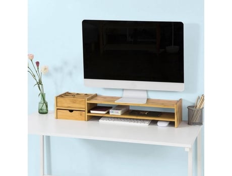 Suporte de Monitor  Bambú (Castanho - 70x13x19cm - MDF)