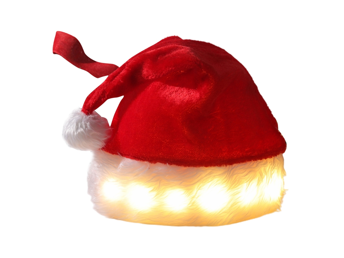 Chapéu De Natal Led Iluminado Com Pelúcia