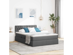 Vidaxl Cama De Armazenamento Led Com Colchão Cinzento-escuro