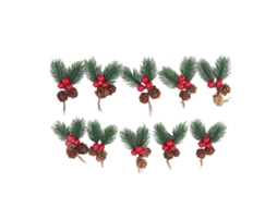 Picos de Natal com pinhas, frutos vermelhos e agulhas pack de 10 LAXISCREED