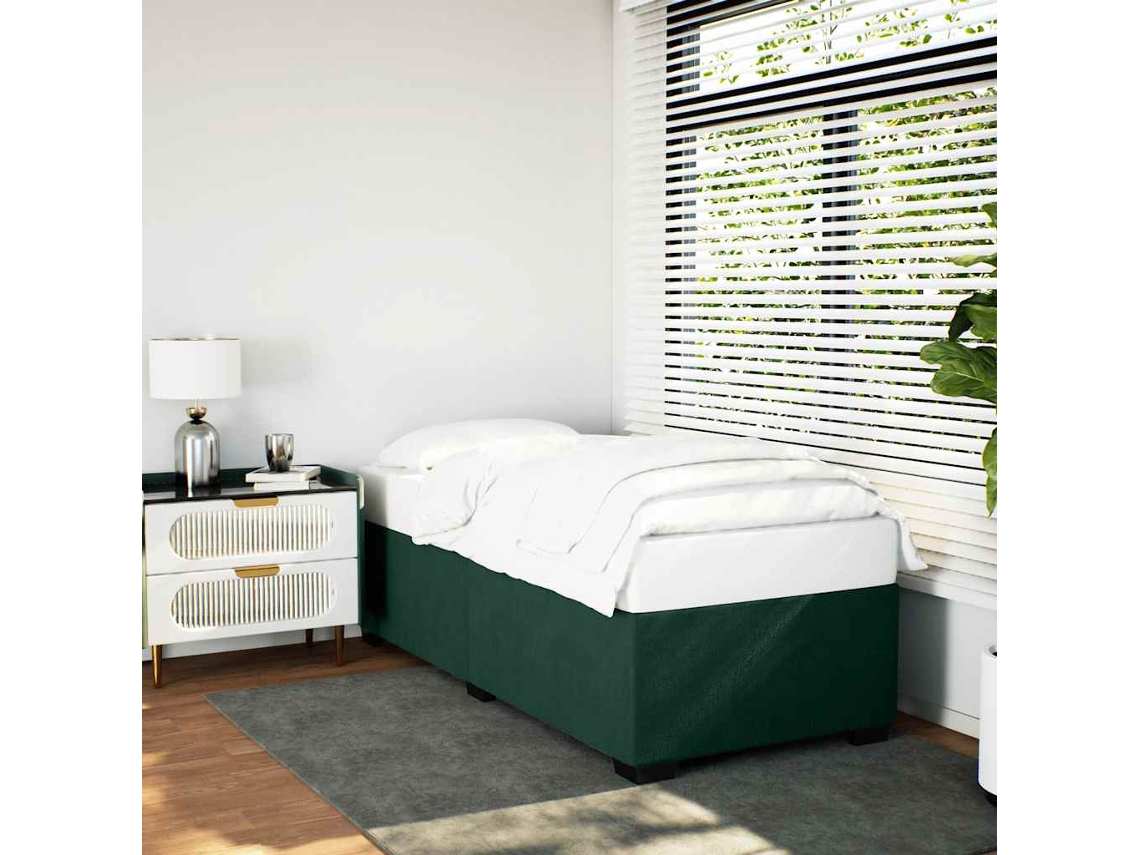 Vidaxl Estrutura De Cama Sem Colchão 80x200 Cm Veludo Verde-escuro