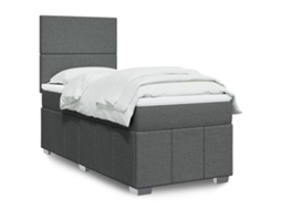 Vidaxl Cama Com Molas/colchão 90x190 Cm Tecido Cinza-escuro
