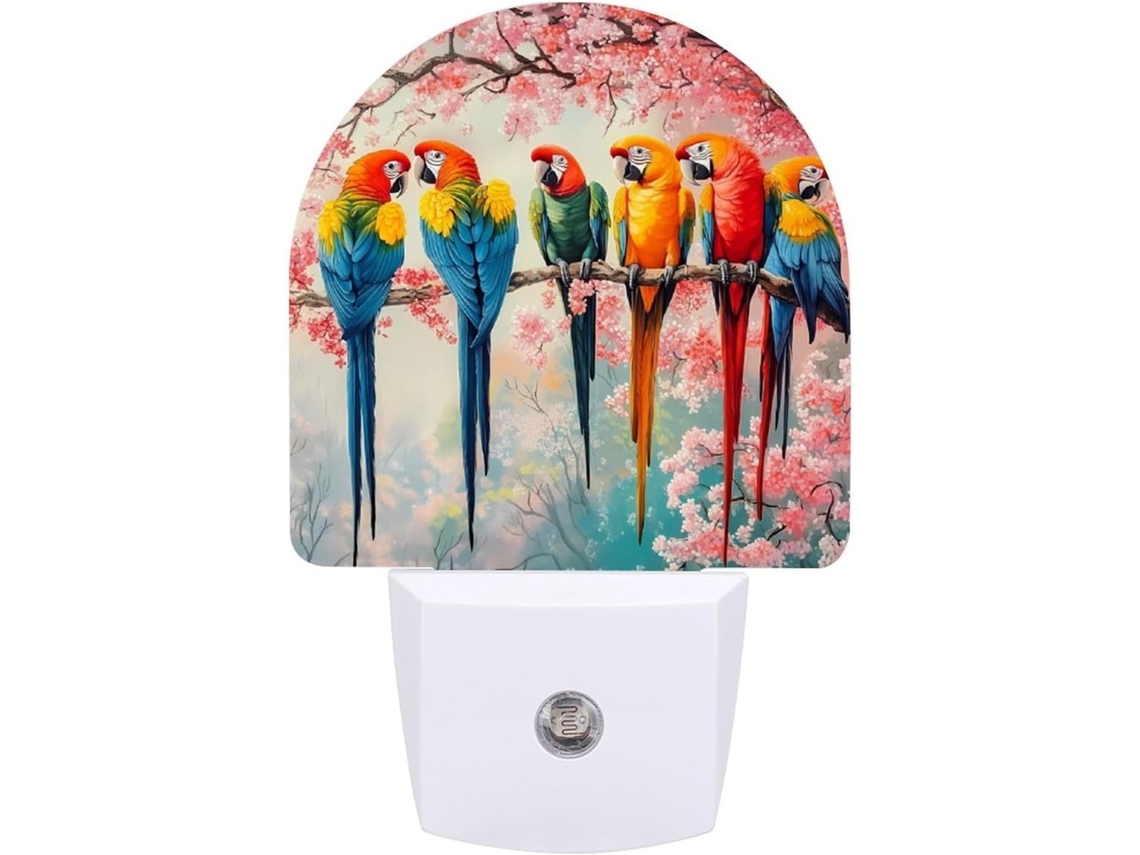 Luminárias de parede LED em formato Flor Cerejeira com design Papagaio e sensor crepuscular.