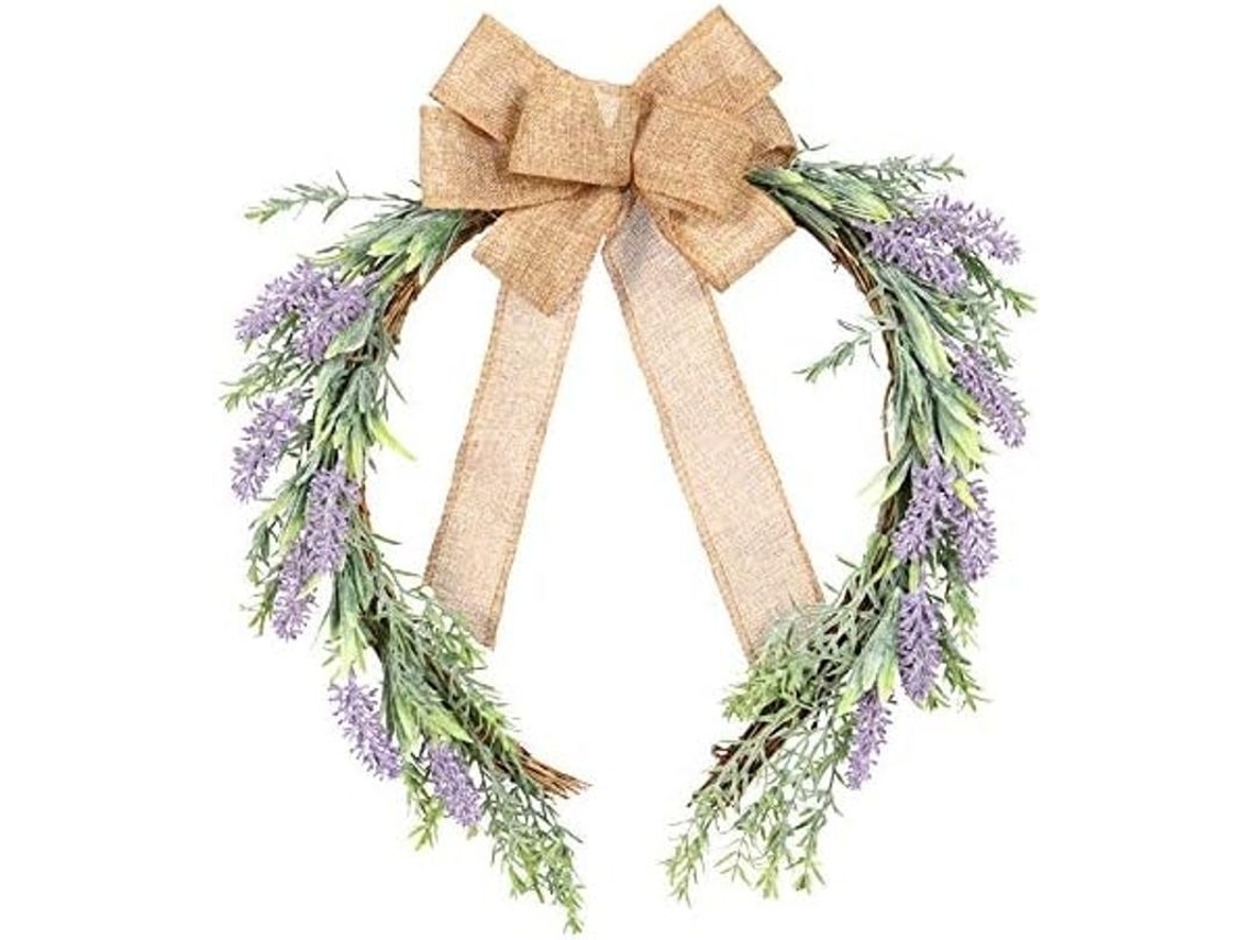 Guirnalda De Lavanda Artificial Para Puerta Decoración Floral Con Arco De Ratán 40cm