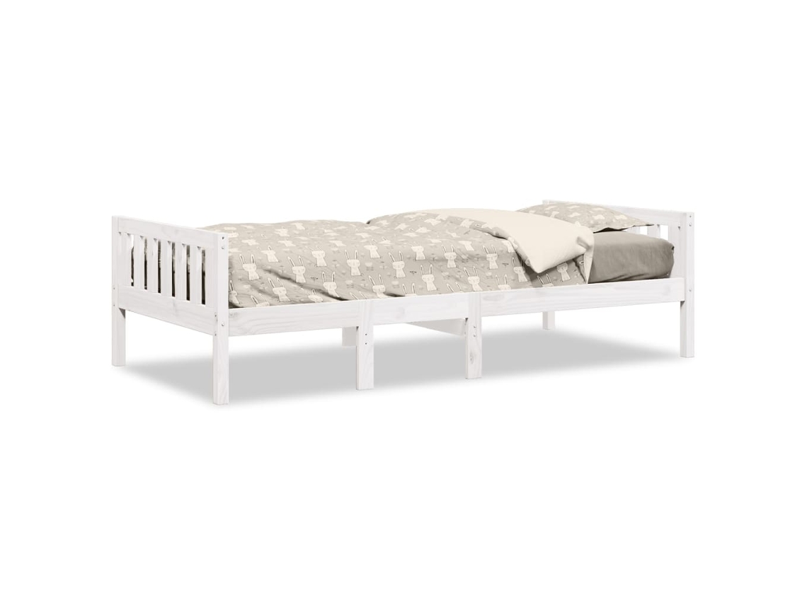 Cama de Criança Sem Colchão Pinho Maciço Branco MAISON EXCLUSIVE (75x190 cm)