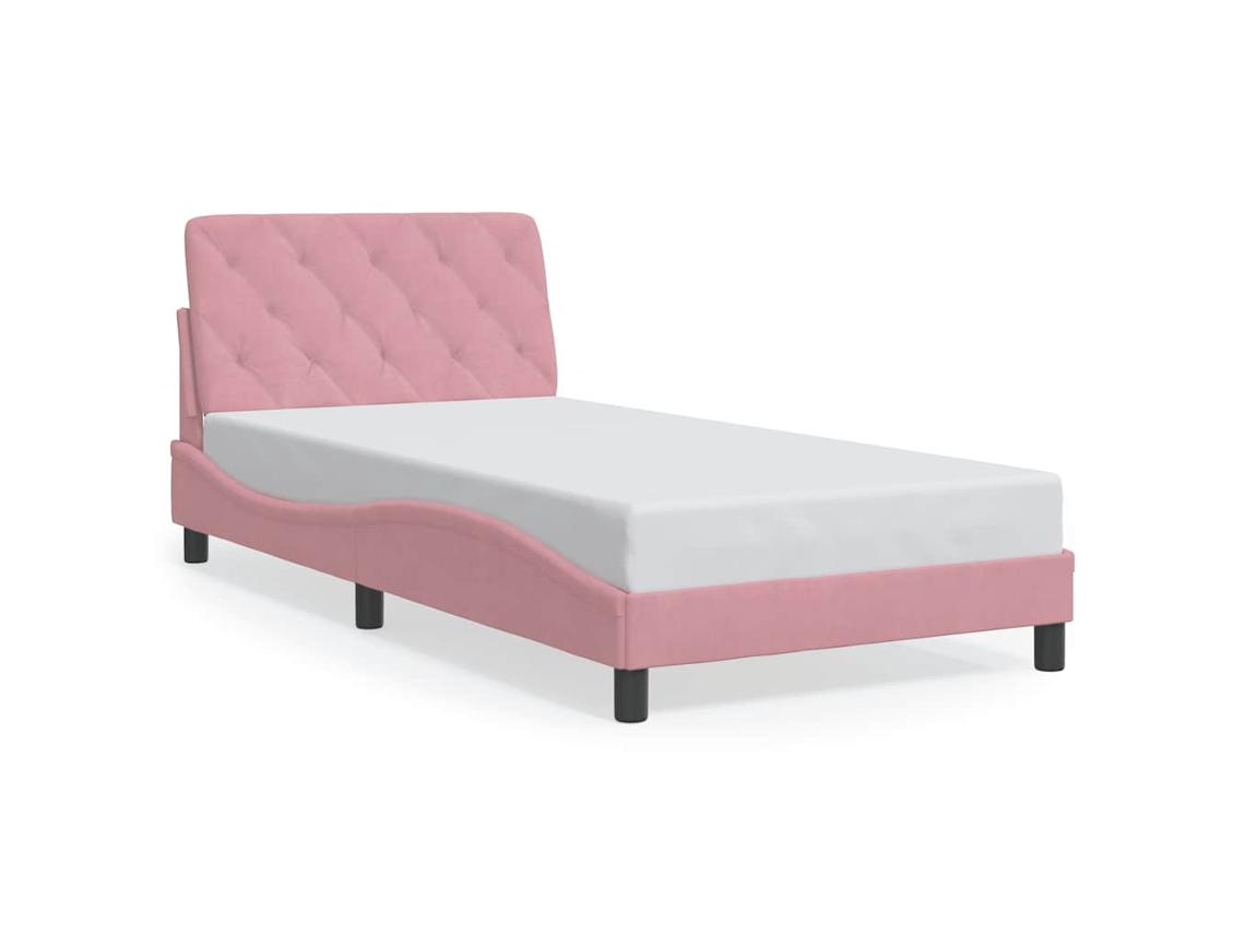 Estrutura de Cama Sem Colchão 100x200 Cm Veludo Rosa MAISON EXCLUSIVE