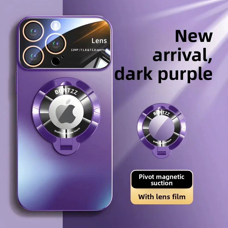 Capa Protetora Fosca Em Policarbonato Com Suporte Para Iphone 16 Plus (roxo Escuro), Compatível Com Magsafe.