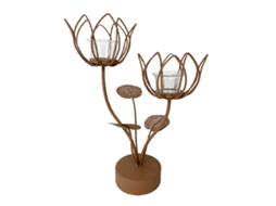 Castiçais SIGNES GRIMALT Flor Metal Cristal 16x36x26 cm