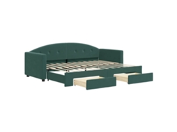 Sofá-cama com gavetão VIDAXL Verde Veludo (80x200 cm)