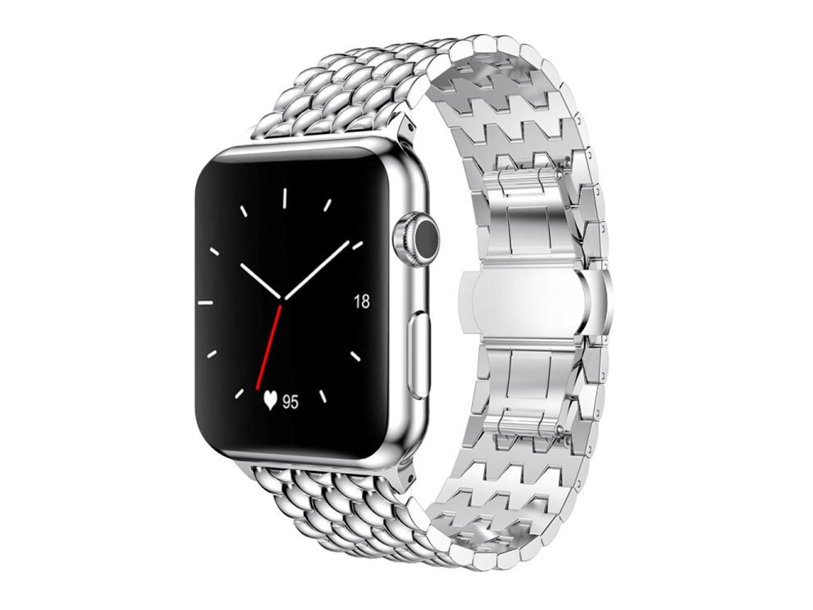 Bracelete para Apple Watch 42/41/40/38mm Metal com Textura de Dragão Prateada XIAOMOYU