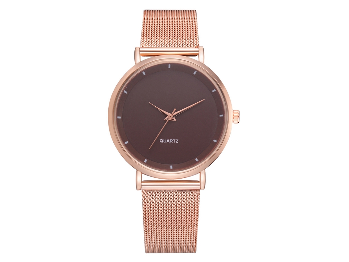 Relógio de Pulso Feminino Fashion com Cinto de Malha de Quartzo Marrom