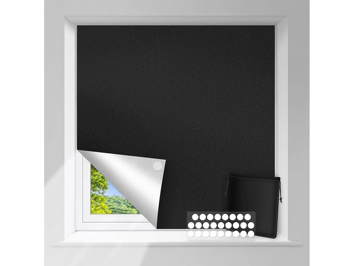 Cortinas - Cortina Blackout Portátil - Cortina Escurecedora Temporária - 150×240 Cm - Poliéster - Preto