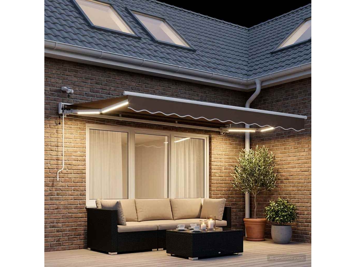 Vidaxl Toldo Retrátil Elétrico Cinzento-acastanhado 3,5 X 2 M