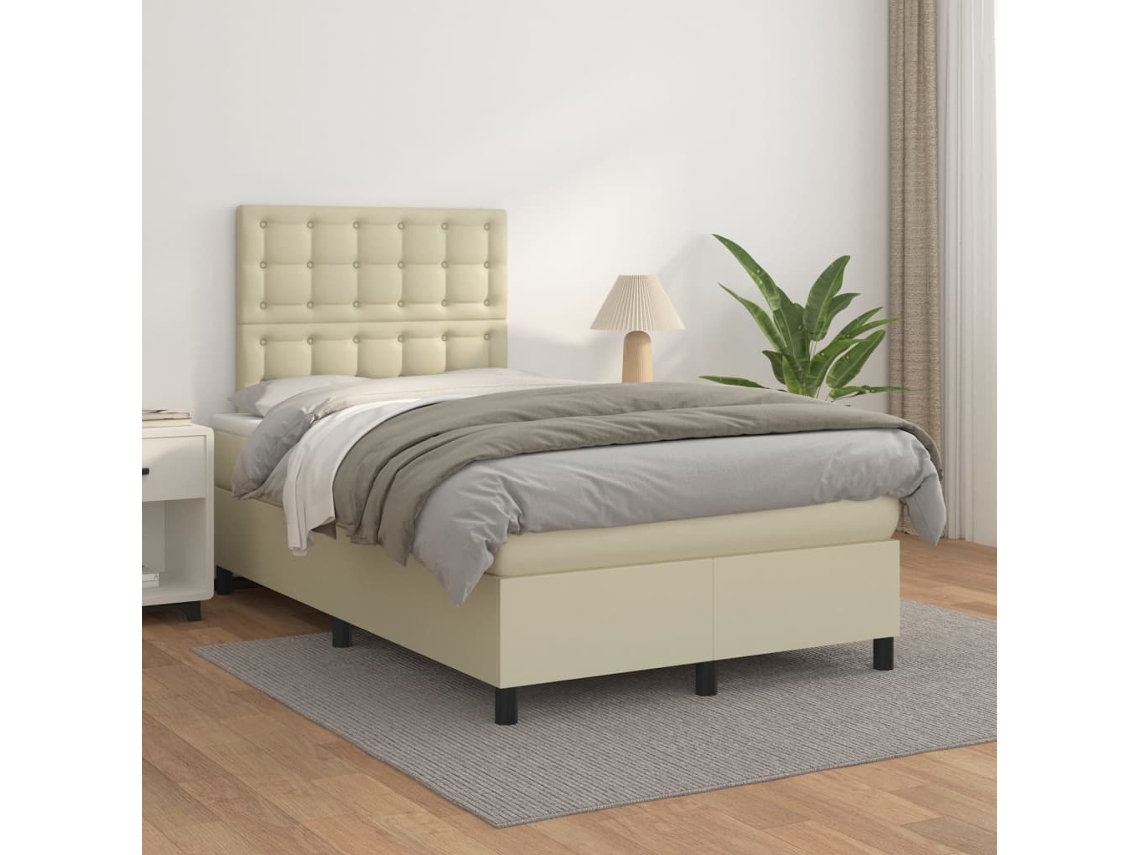 Box Spring Bed, Box Spring Beds Vidaxl Creme Couro Artificial (120 X 200 Cm)