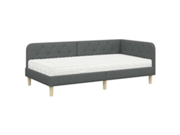 Estrutura de Cama de Canto Cinza Escuro com Tecido MAISON EXCLUSIVE 100x200 cm