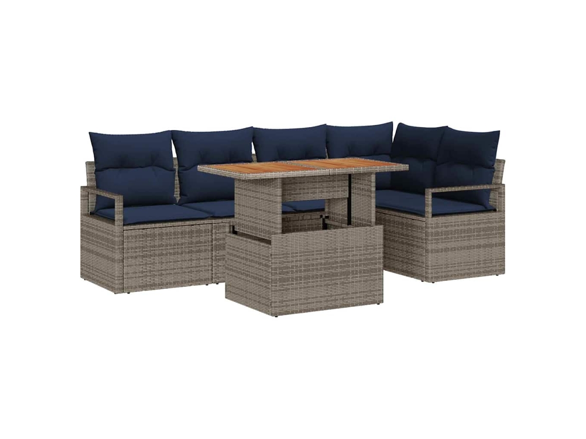 Maison Exclusive - Conjunto De Jantar Para Jardim 6 Pcs Cinza E Azul Marinho