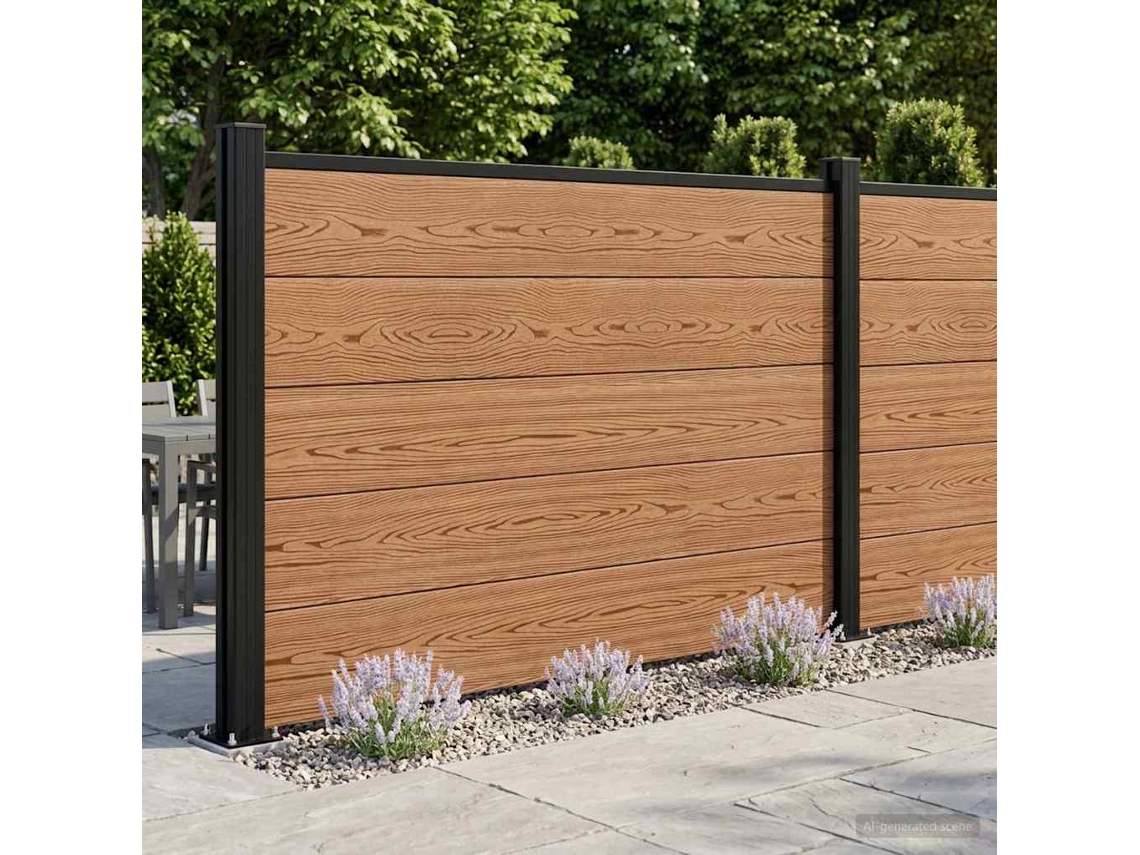 Vidaxl Conjunto De Cercas 180 X 105 Cm Wpc E Alumínio Castanho