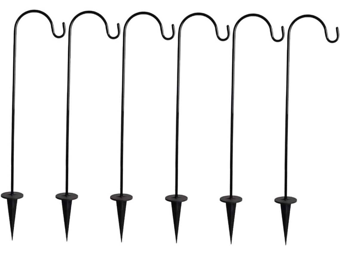Conjunto De 6 Ganchos Metal Jardim, Resistentes, Ideais Luzes E Decoração De Pátios Fácil Instalação Design