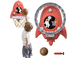 Aro De Basquete Com Bola E Bomba Mini Aro De Basquete Com Ventosas Plegável Para Crianças Sem Perfuração Vermelho