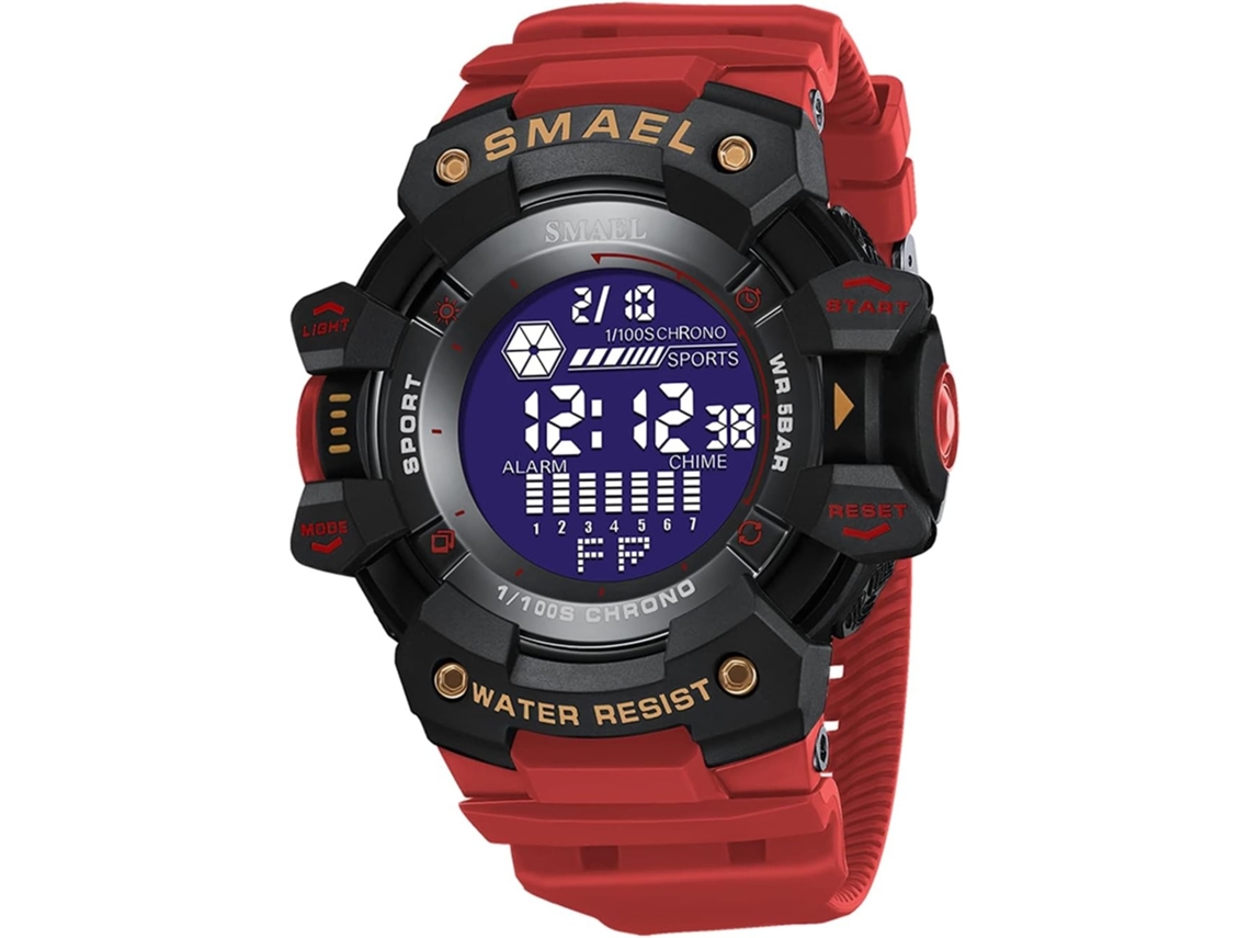 Lurelia Relógio Digital Masculino, Visor Digital, Led, Cronómetro, Alarme, Data/calendário, Aço Inoxidável, Tpu, Branco