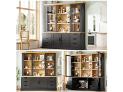 Armário Alto Cozinha 6 Gavetas Grandes Portas Vidro 140cm VELTRIX