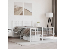 Vidaxl Estrutura De Cama Com Cabeceira E Pés 120x200 Cm Metal Branco