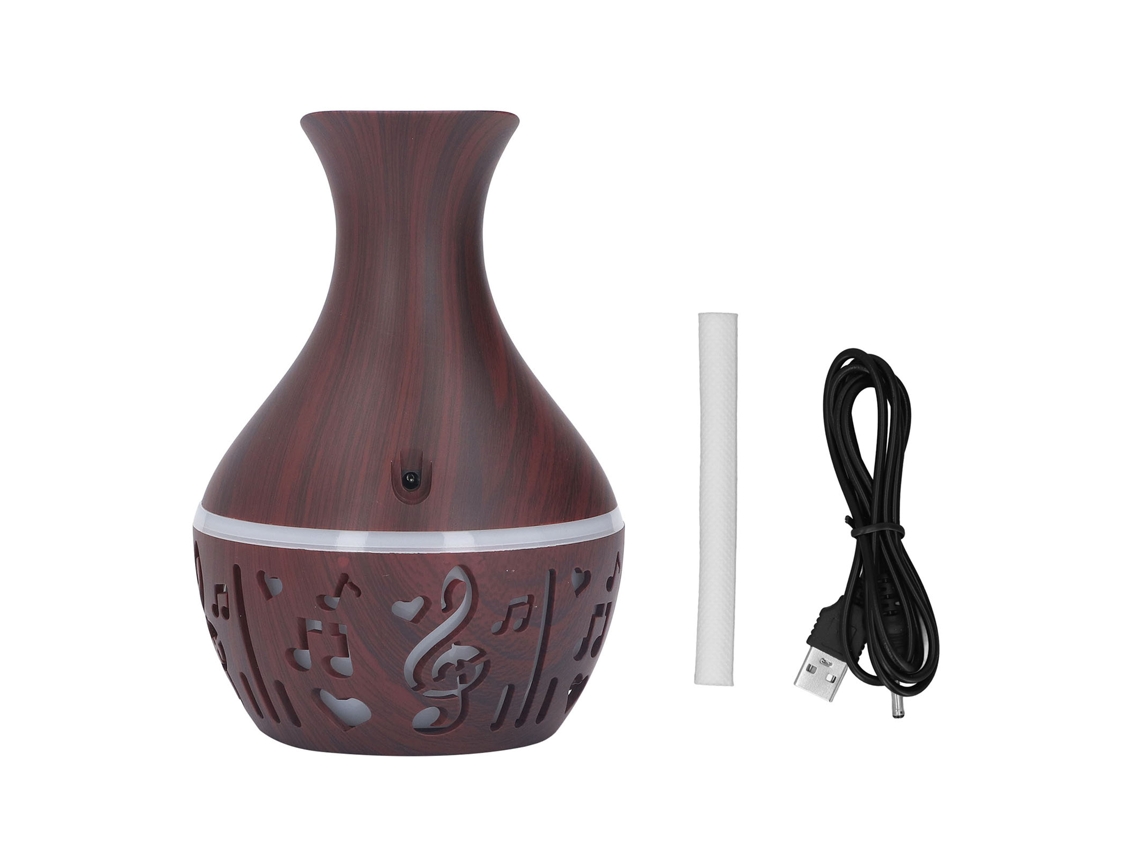 Difusor de Aromaterapia para Secretária 300ml, Usb, Design Madeira, Silencioso, Luz Led para Casa e Escritório LAXISCREED