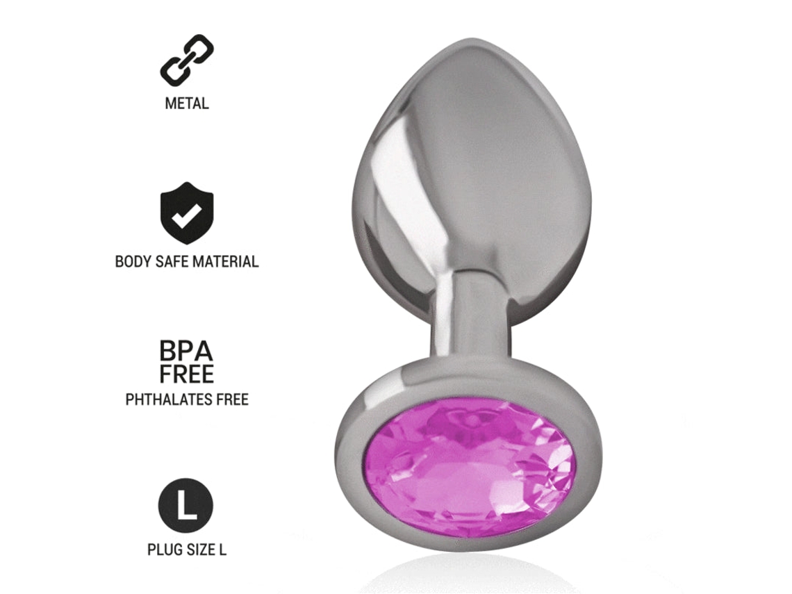 Intense - Plug Anal De Metal De Alumínio Com Cristal Rosa Tamanho L