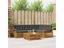 Vidaxl Conjunto De Sofás Para Exterior 5 Pcs Natural E Antracite