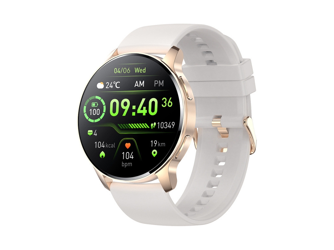 Smartwatch Panoona Senhora Ecrã Tátil 1,32" Pedómetro Chamadas Bluetooth Branco