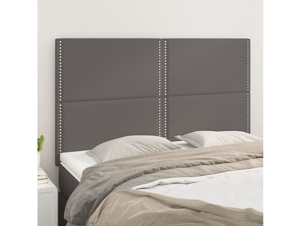 Vidaxl Cabeceira Cinza 144x5x118/128 Cm Couro Sintético