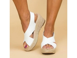 2026 sandálias de Plataforma Espadrilles para Mulher com Cinta Larga e Salto Wedge Médio de Verão Ukc Eu 38 Blanco