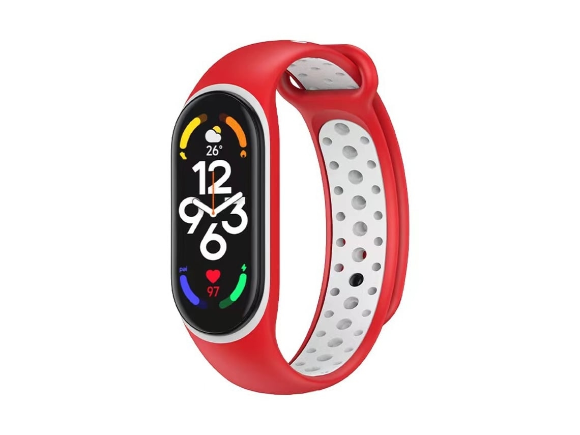 Lurelia Pulseira, Compatível Com Xiaomi Mi Band 5/ 6 De Silicone Bicolor Vermelha E Branca