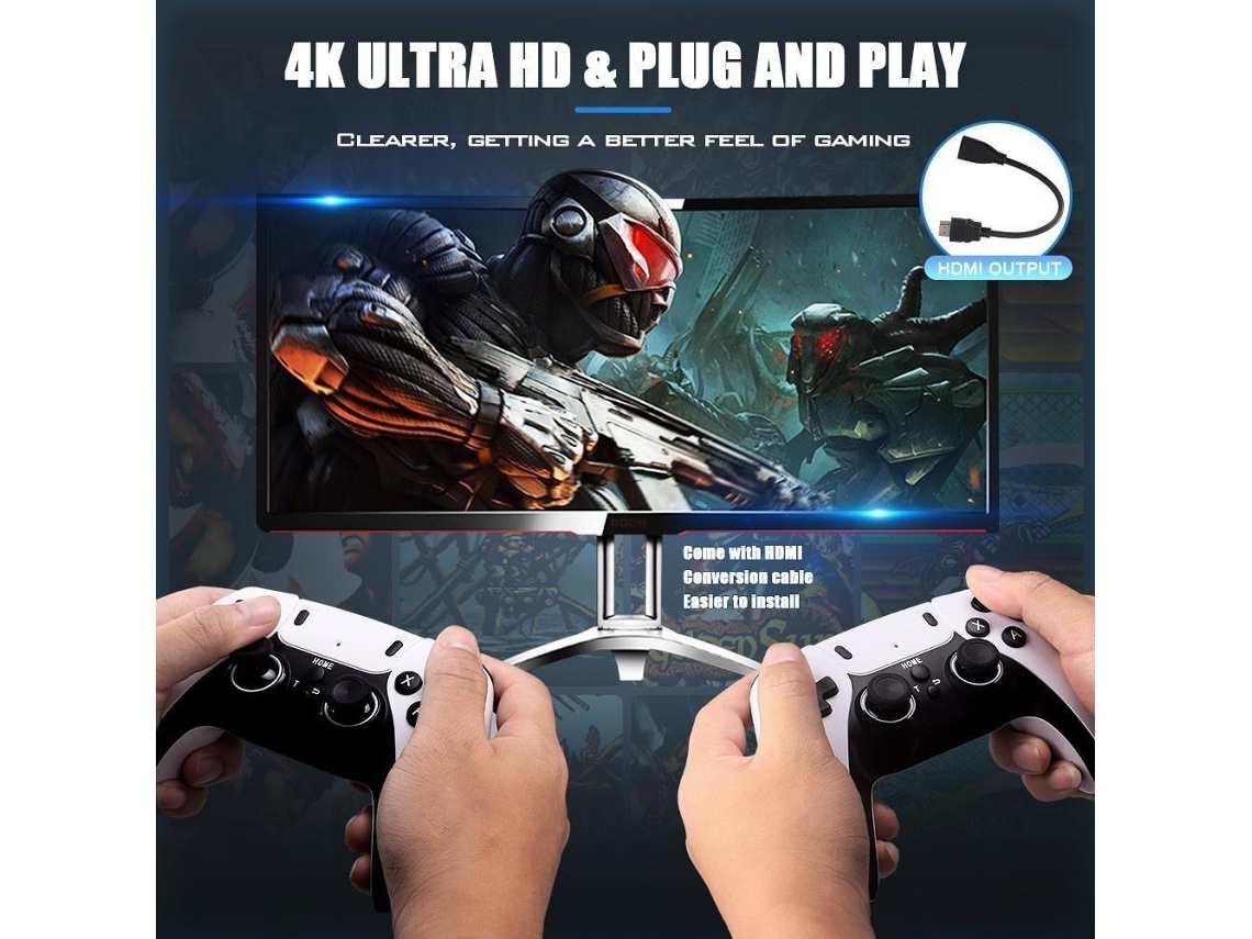 Console De Jogos Retrô Com Joysticks Sem Fio Dual Handle 2.4ghz Cont Brilvibera