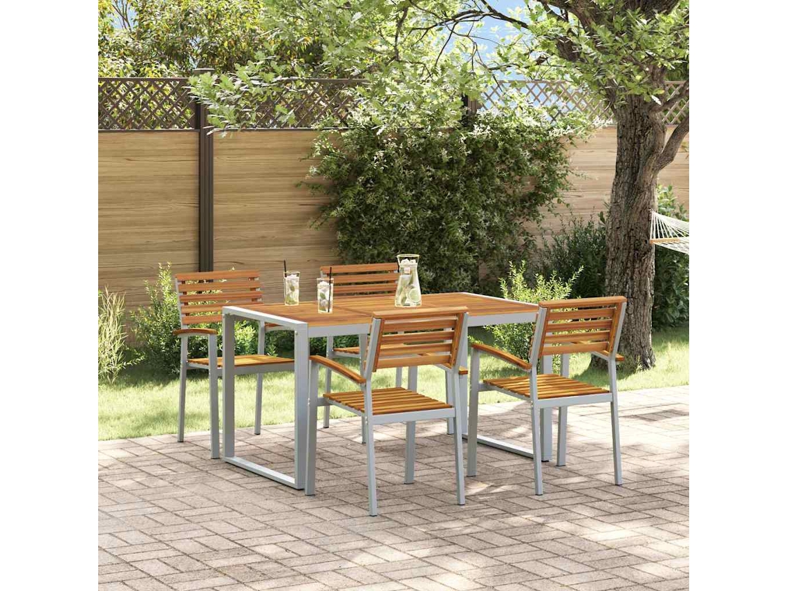 Vidaxl Conjunto De Jantar Para Jardim 5 Unid. Cinzeto