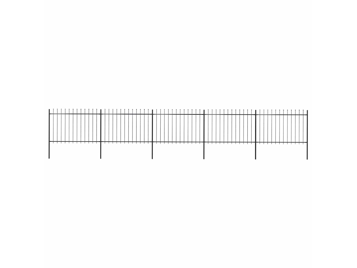 Vidaxl Cerca De Jardim Com Topo Em Forma De Lança Em Aço 838x120 Cm, Preta