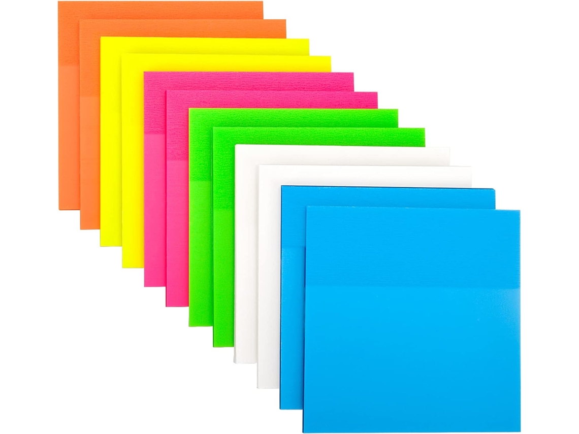 Blocos De Notas Adesivas, 6 Cores, 600 Unidades, Transparentes