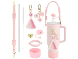 Conjunto De 9 Acessórios Para Caneca Stanley De 1,2 Litro (40 Oz), Incluindo Tampa Para Caneca E Protetor De Canudo (rosa Claro).