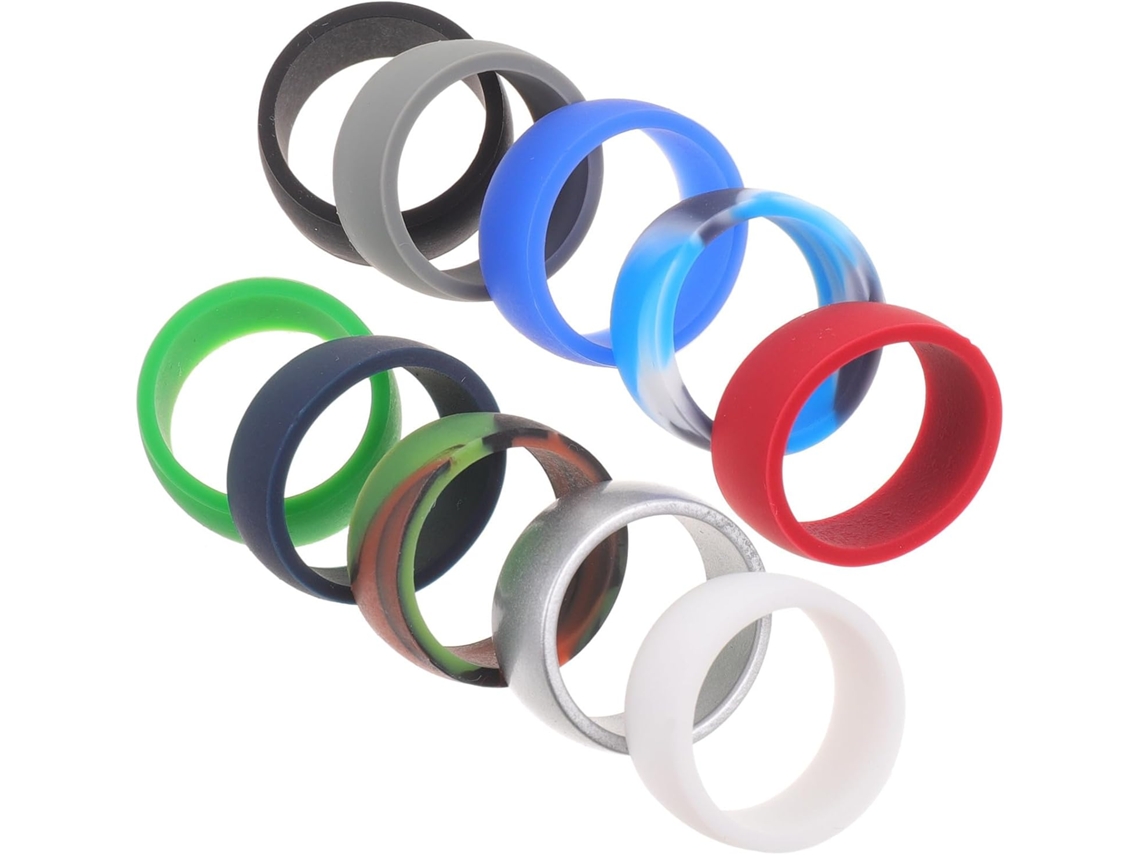 Conjunto De 10 Anéis Esportivos De Silicone Com Design Simples